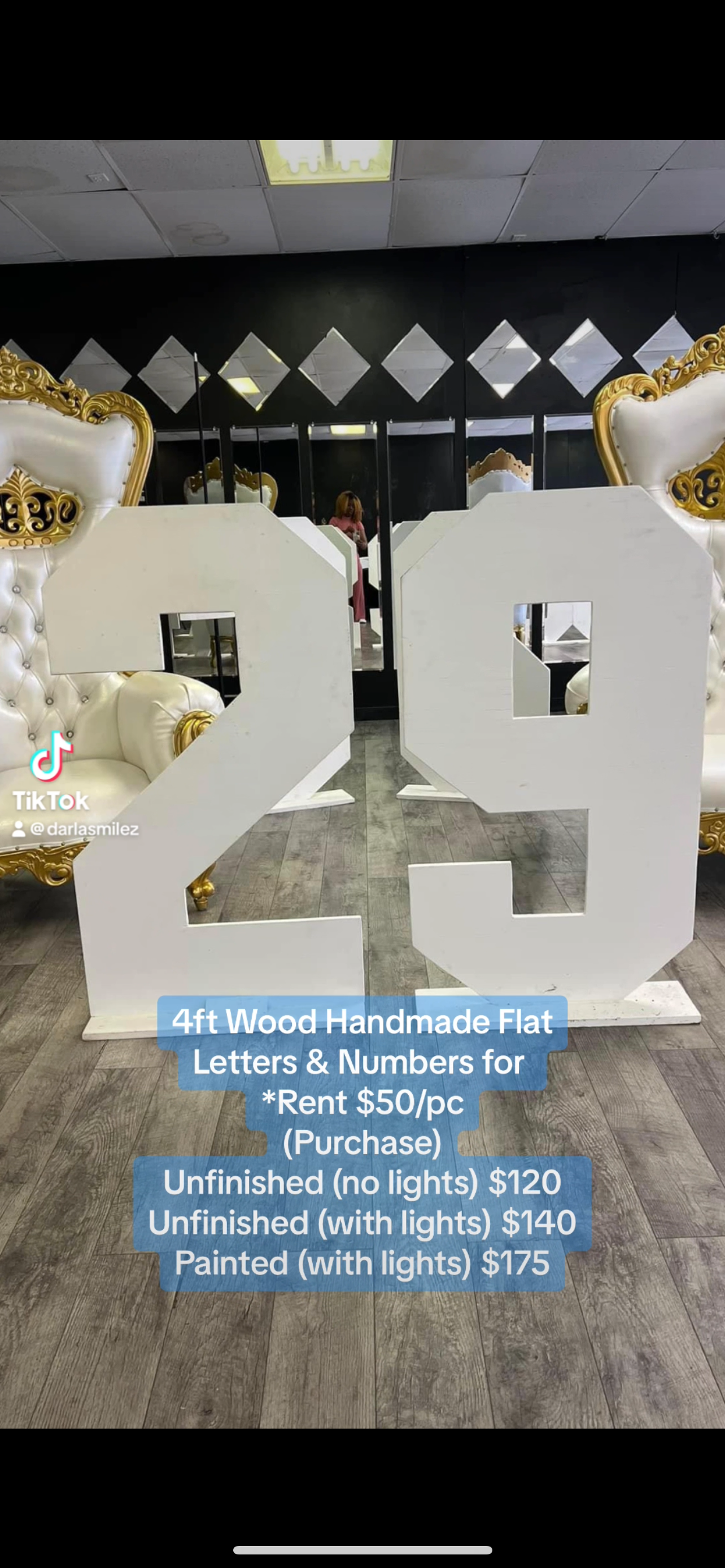 4ft Flat Wooden Marquee Letter/Number (Most Popular)